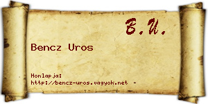 Bencz Uros névjegykártya